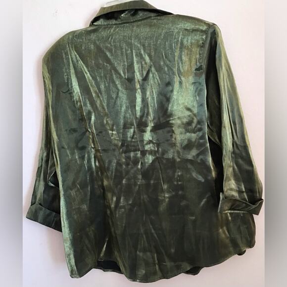Vintage Ship 'N Shore Metallic gold button down blouse size 12 - Picture 6 of 6